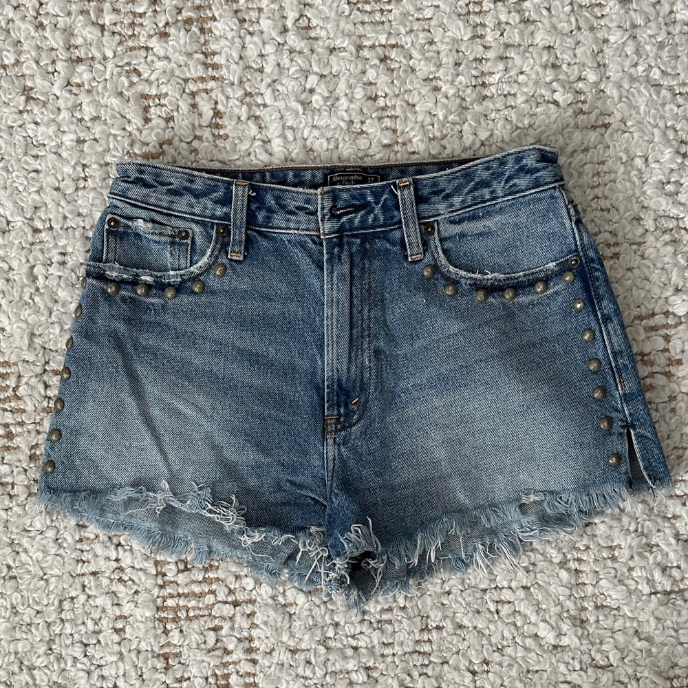 Abercrombie & Fitch Blue Studded Jean Shorts